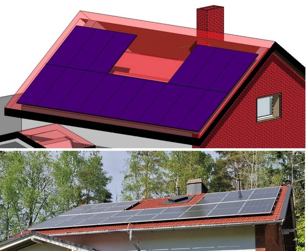 Aurinkosähköjärjestelmän sijoittelu katolla, suunnittelu ja oikea maailma